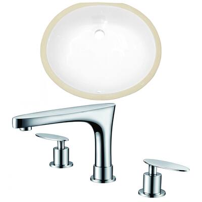 19.5-in. W CUPC Oval Undermount Sink Set In White - Chrome Hardware With 3H8-in. CUPC Faucet