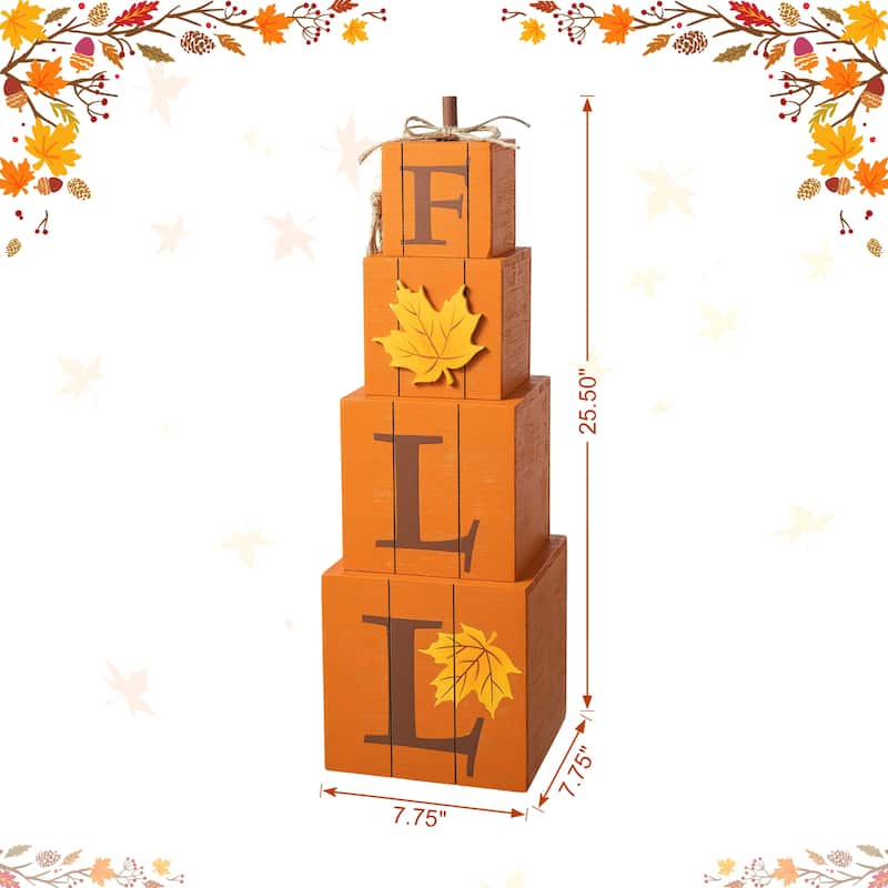 Glitzhome 25.5"H Halloween and Fall Wood Reversible Boxed Porch Decor