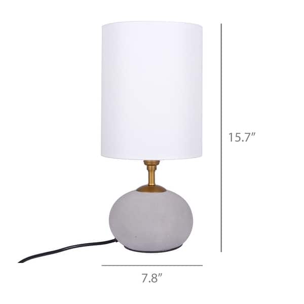 Cement Table Lamp, Concrete Base with Long White Fabric Drum Shade