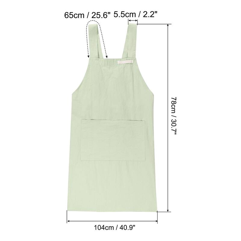 Cotton Aprons, 78 x 104cm Adjustable Bib Kitchen Apron with Pockets - 78 x 104 cm - Mint Green