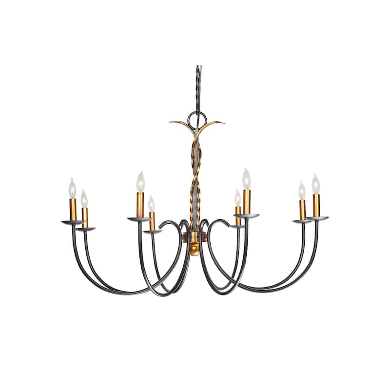 Naples 8-Light Chandelier, Antique Gold - Black