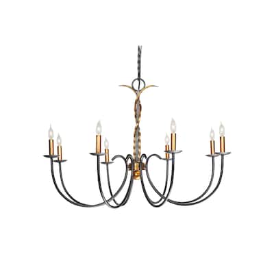 Naples 8-Light Chandelier, Antique Gold - Black