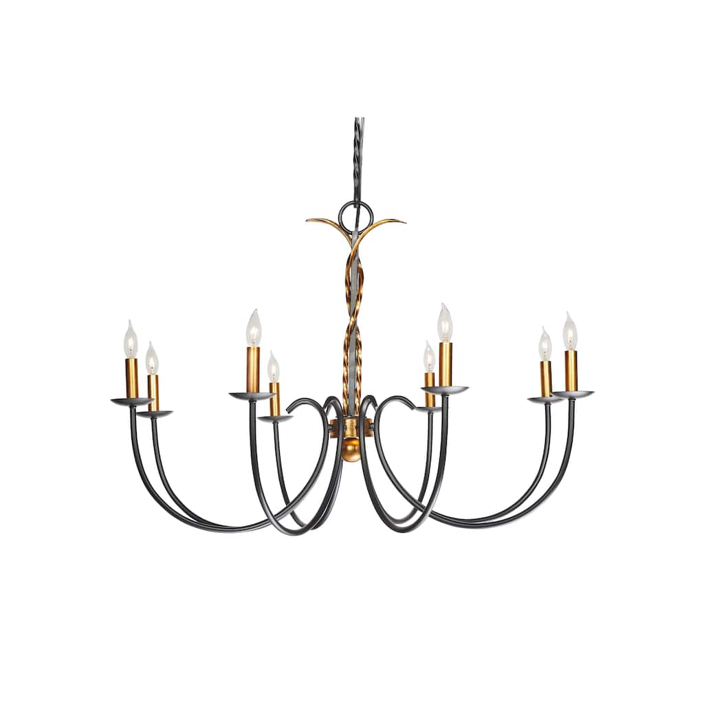 Naples 8-Light Chandelier, Antique Gold - Black