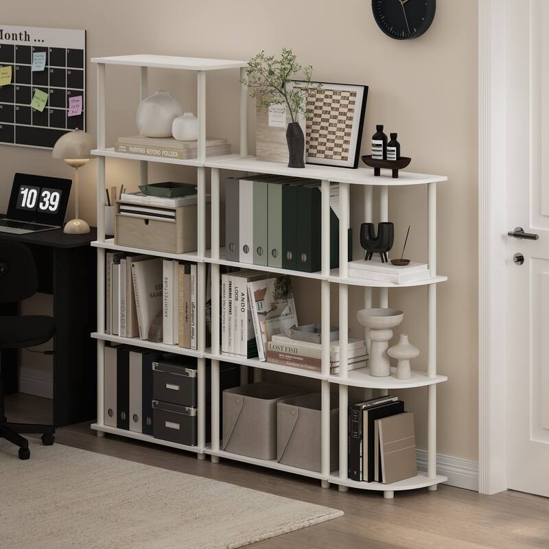 4 Tiers Wood Household Shelving Unit in White (23.6 in. W x 43.25 in. H x 11.6 in. D) - 23.6