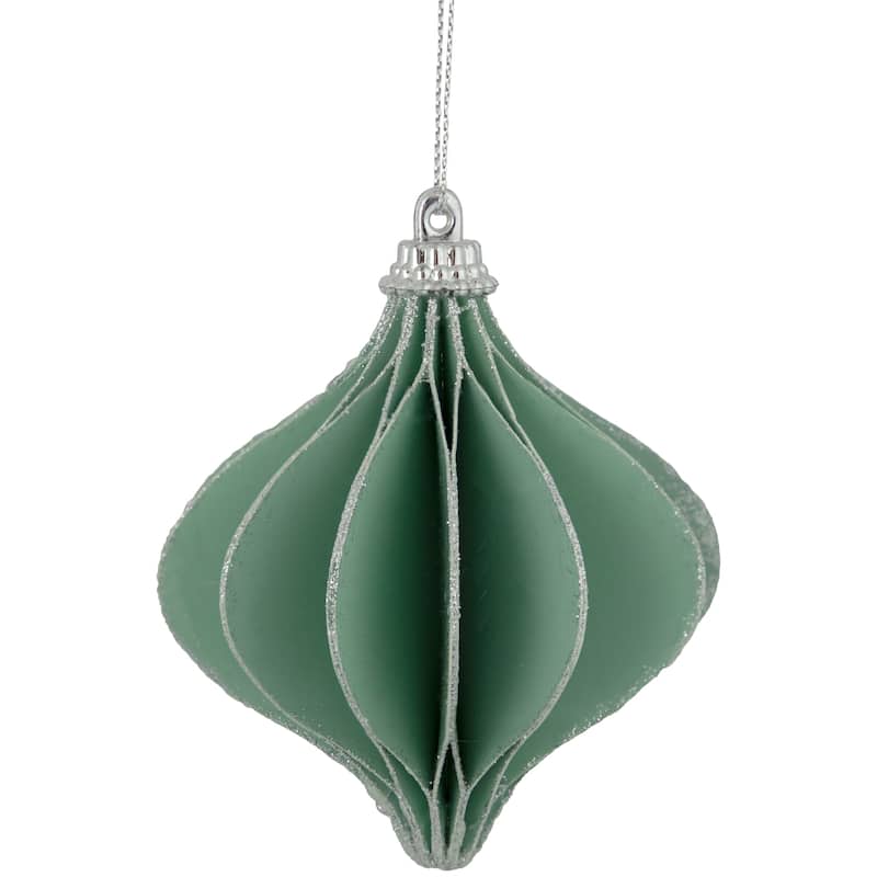 4.25" Glittered Onion Christmas Ornament - Green