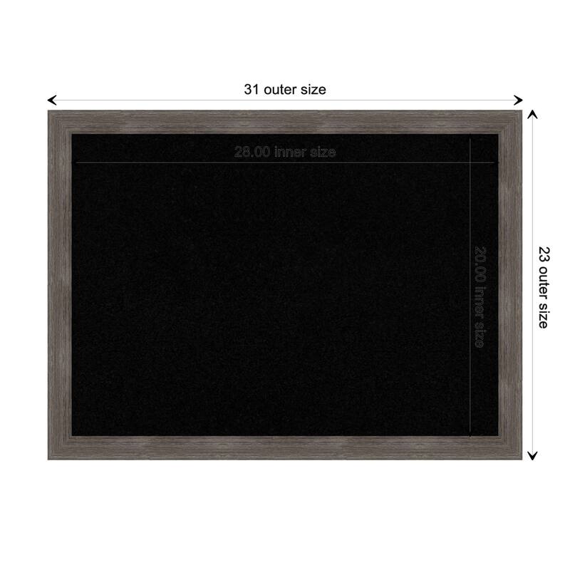 Pinstripe Lead Grey Wood Framed Black Corkboard Bulletin Board - Board Size 28x20
