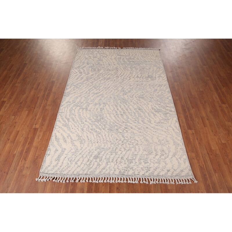 All-Over Abstract Moroccan Area Rug Handmade Wool Carpet - 5'11"x 8'10"