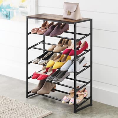 Whitmor Modern Industrial 5-Tier Adjustable Shoe Rack