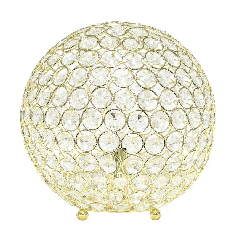 Metal Sphere Table Lamp - 10" Round Orb Light for Living Room, Bedroom Decor - Gold Finish