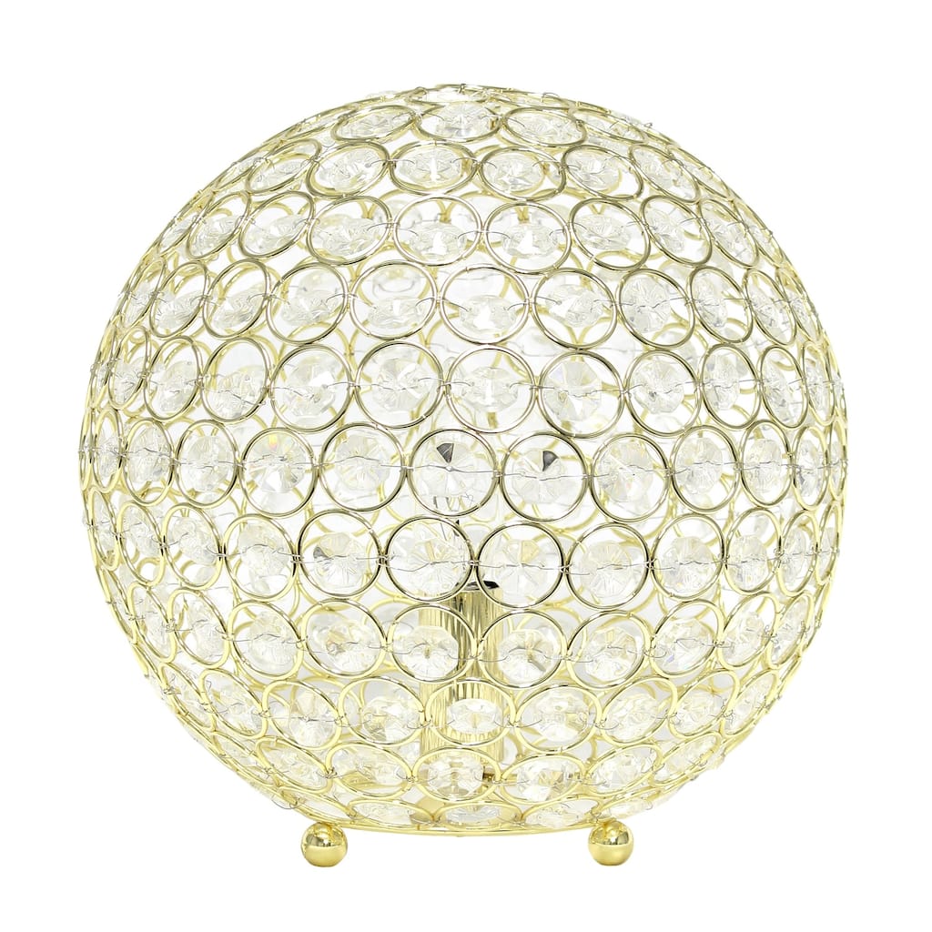 Metal Sphere Table Lamp - 10" Round Orb Light for Living Room, Bedroom Decor - Gold Finish
