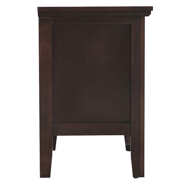 Espresso Nightstand 24x24x16 Compact Bedside Table with Two Drawers, Transitional Style and No Assembly for Bedroom