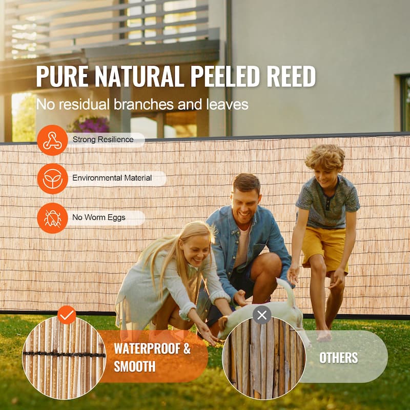 Natural Reed Fencing, Reed Screen Curtain Balcony Reed Fence Roll for Outdoor Backyard Patio, Decorative Fence