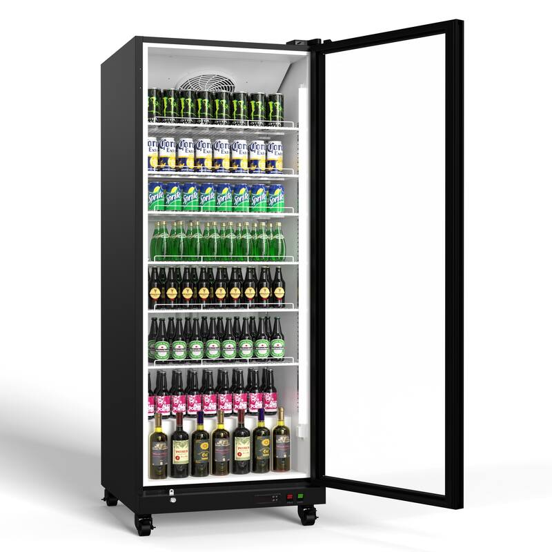 Yeego 17.48 cu.ft Commercial Beverage Display Cooler Refrigerator - 17.48 cu.ft - Black