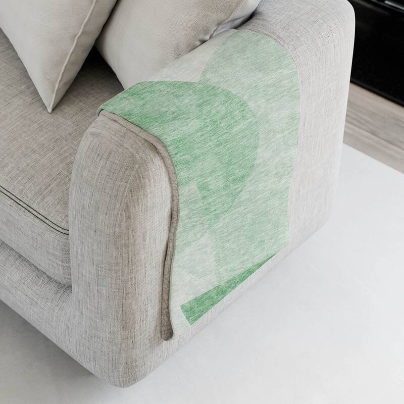 Premium Machine Washable Floral Sherpa Throw Blanket - Green - 4'2" x 5'10"