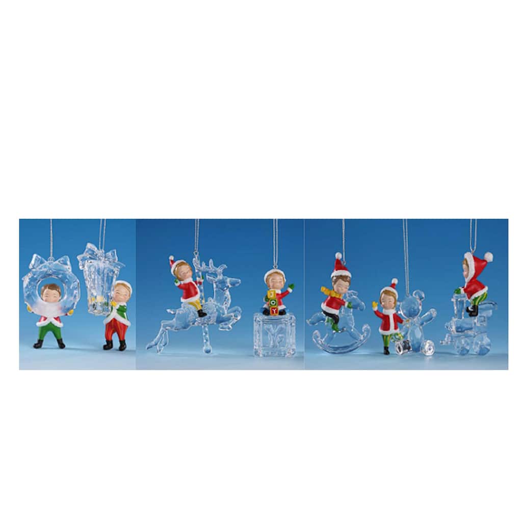 14 Clear WhimsicalIcy Crystal Christmas Elves Ornaments 3"