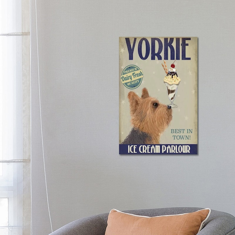 iCanvas "Yorkshire Terrier Ice Cream" by Fab Funky Canvas Print - 26x18x1.5