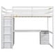 preview thumbnail 8 of 32, Full Size Loft Bed with Built-in Wardrobe, Desk, Storage Shelves and Drawers