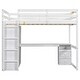 preview thumbnail 8 of 32, Wood Full Size Loft Bed with Built-in Wardrobe, Desk, Storage Shelves and Drawers