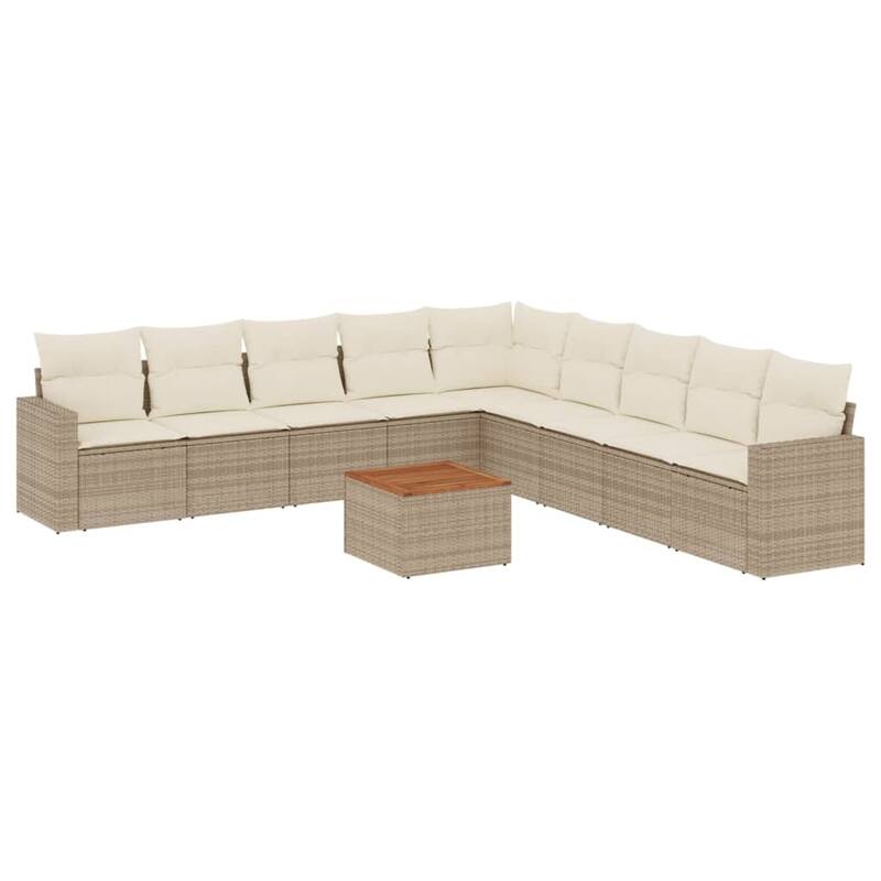 vidaXL Patio Sofa Set with Cushions Outdoor Furniture 10 Piece Poly Rattan - 25.8 x 24.4 x 27.2