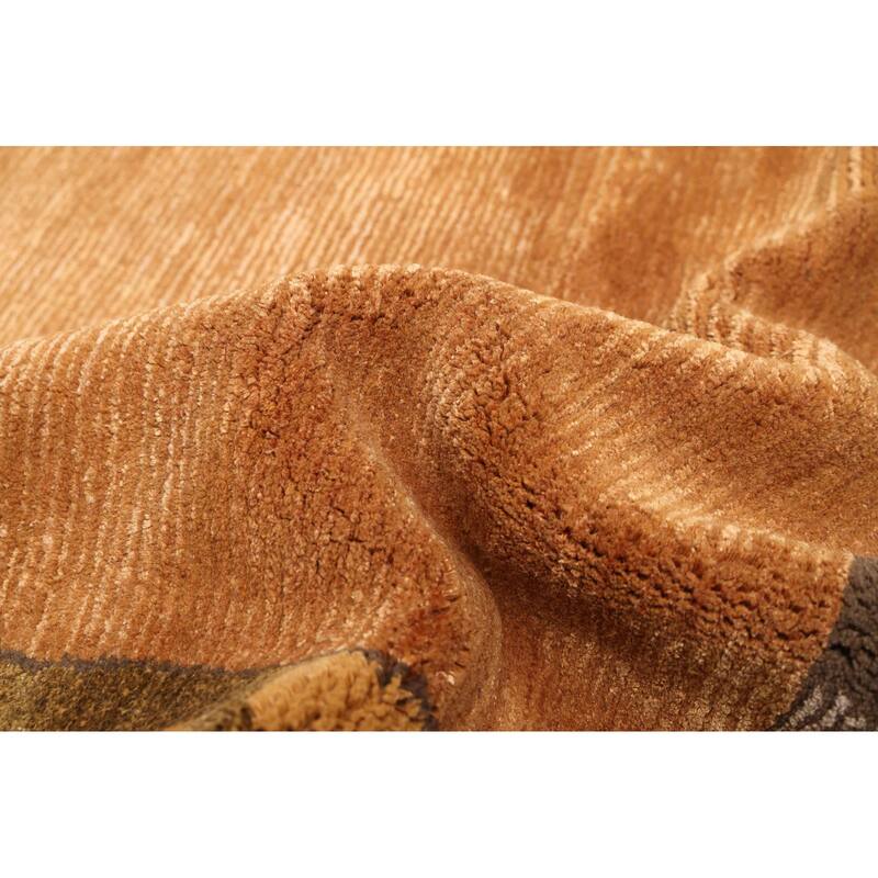 ECARPETGALLERY Hand-knotted Opulence Light Brown Silk, Wool Rug - 9'1 x 11'8