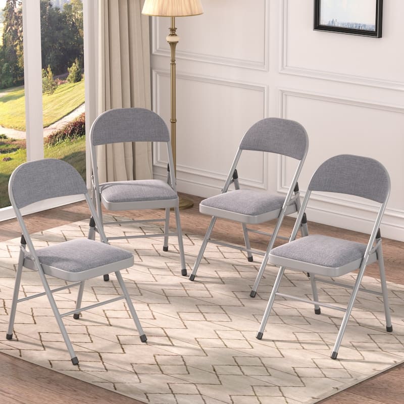 8 Pack Portable Padded Folding Chair, Upholstered Folding Dining Chairs Pack of 8, Metal Event Commercial Chairs
