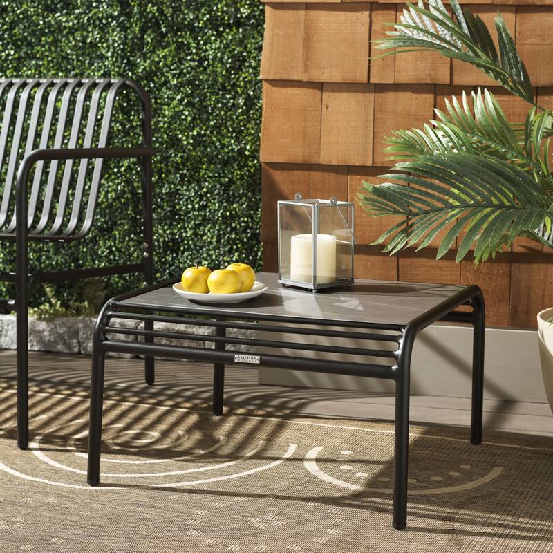SAFAVIEH Outdoor Patio Furniture Core Sintered Stone Coffee Table, Fully Assembled - 26"W x 24"D x 17"H