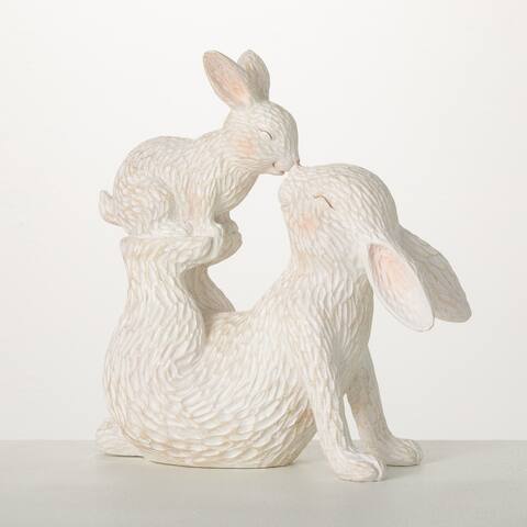 Sullivans 9.5 in. Playful Bunny And Baby Pair; Cream