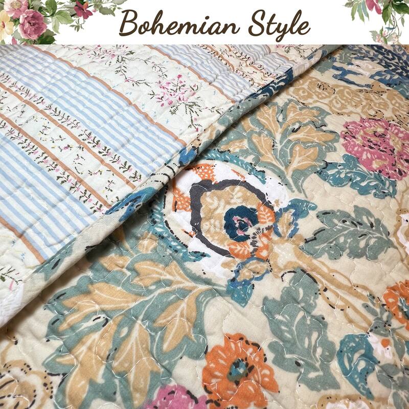 Cozy Line Florabella Cotton Floral 3-pc. Reversible Quilt Set