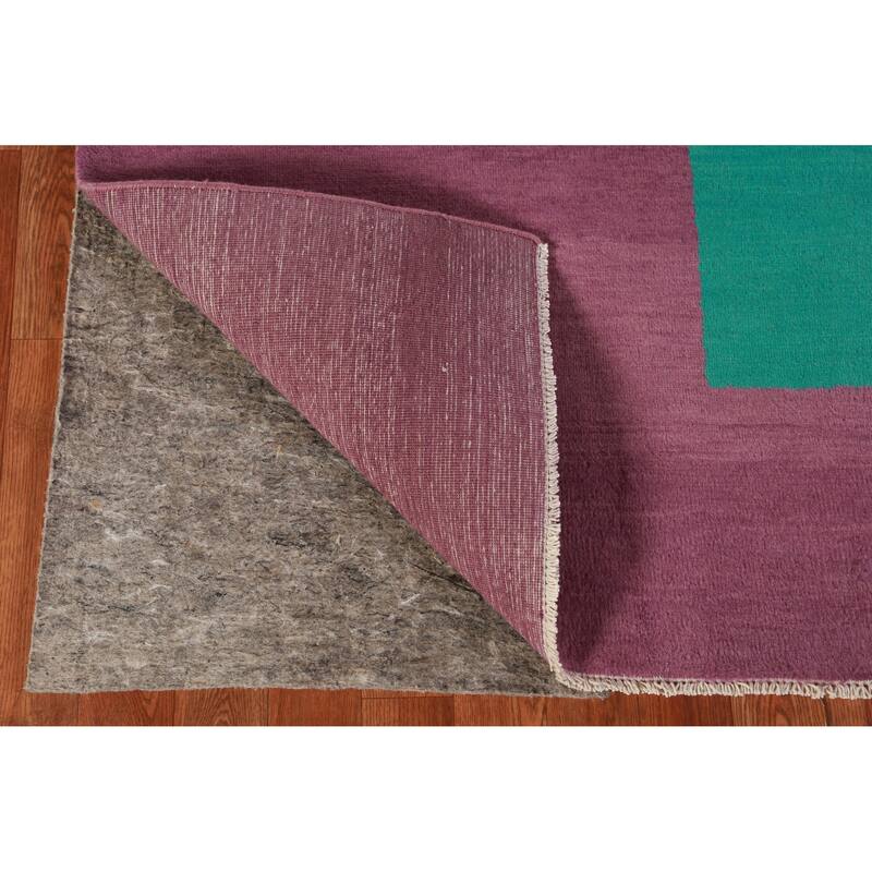 Hand Knotted Oriental 100% Wool Carpet Modern Geometric Purples Gabbeh Area Rug - 7' 3'' X 5' 2''