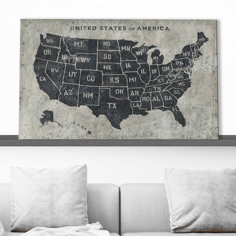 "Grunge USA Map" Print on Canvas