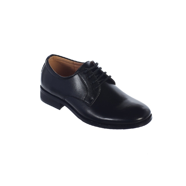 Angels Garment Boys Black Lace Up Closure Classic Dress Shoes 11-4 Kids