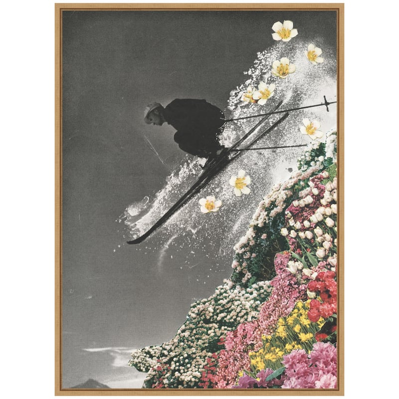 Kate and Laurel Sylvie Spring Skiing Framed Canvas by Sarah Eisenlohr