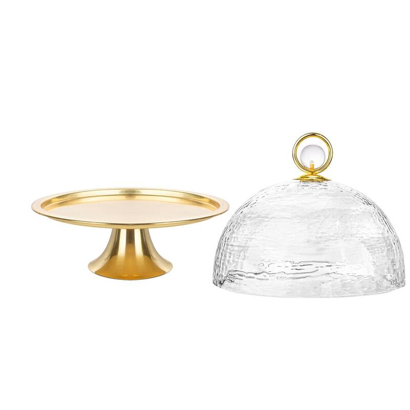Cake Dome Gold with Clear Ball Knob - 11"