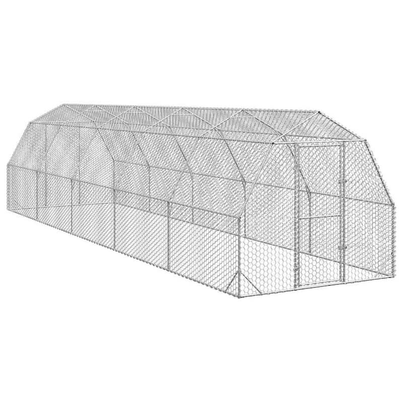 vidaXL Chicken Run Galvanized Steel Large Chicken Run Rectangular - Silver - 393.7 x 98.4 x 88.6