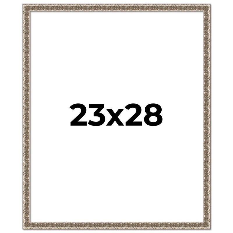 23x28 Frame Silver Versailles Ornate Solid Wood Picture Frame | 1 Inch