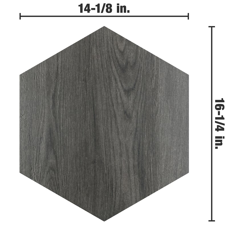 Merola Tile Natura Hex Nero 14-1/8" x 16-1/4" Porcelain Floor and Wall Tile