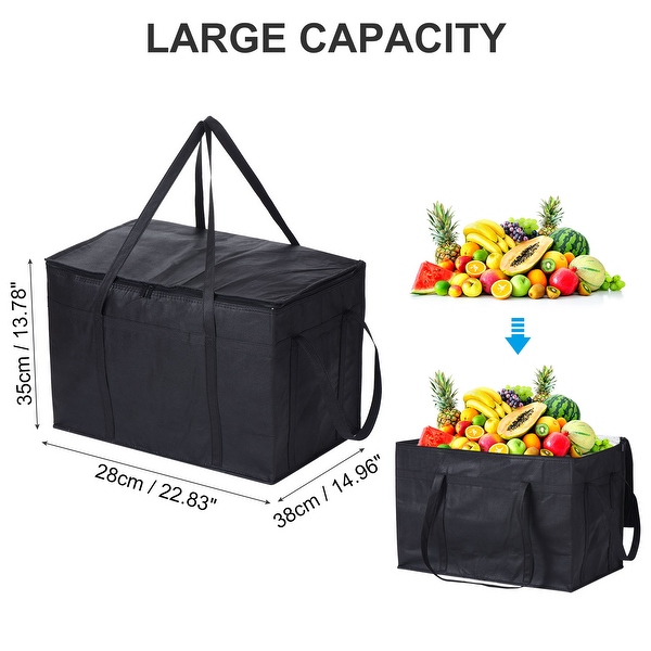 Insulated grocery tote deals with zipper