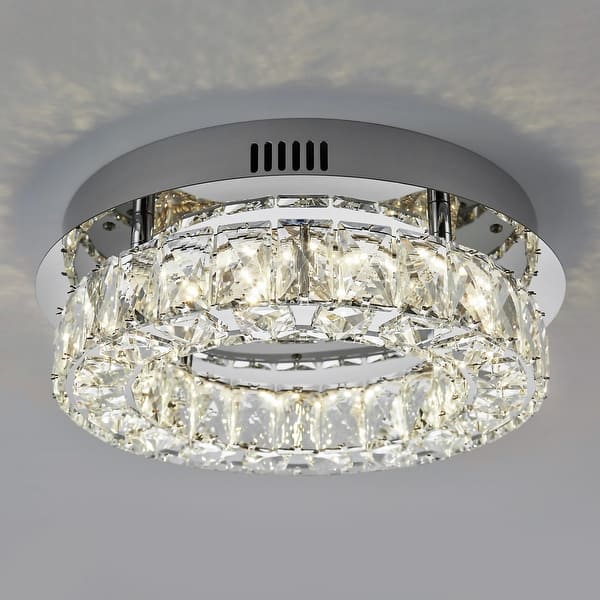 Modern Mini Led Chandelier Semi Flush Mount Crystal Lighting Ceiling