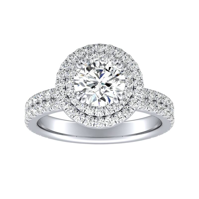 Auriya 14k Gold 2ct Moissanite Halo Diamond Engagement Ring 9/10ctw - White - 8