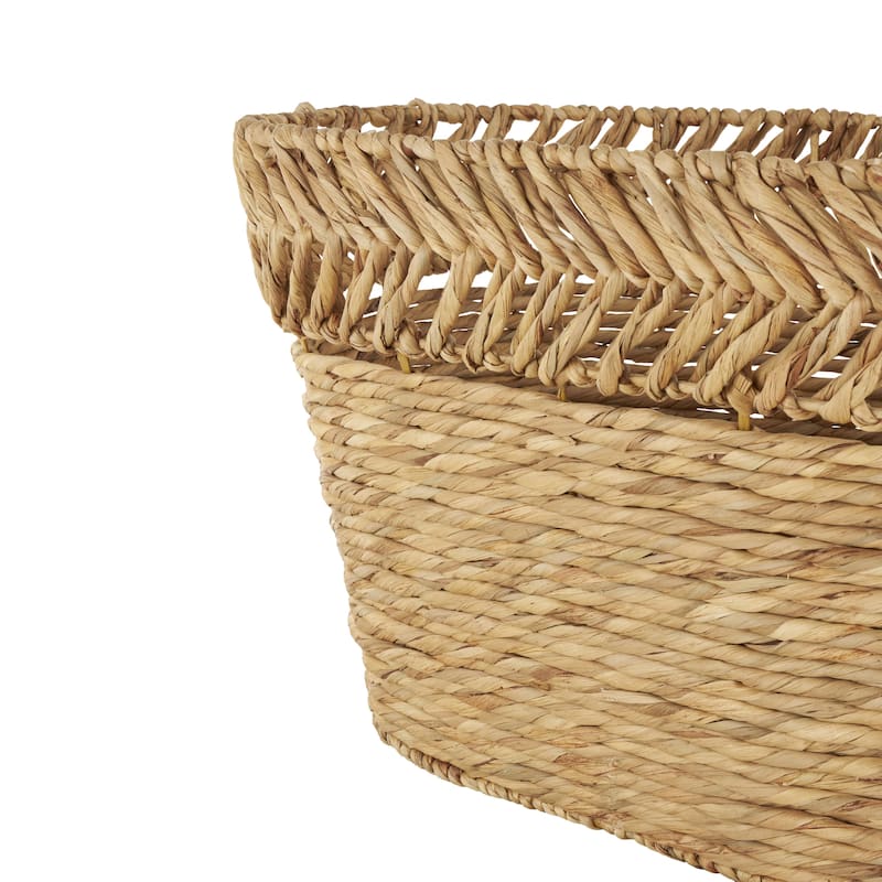 Seagrass Handmade Large Woven Oval Decorative and Functional Storage Basket - Brown - Roche River Decor
