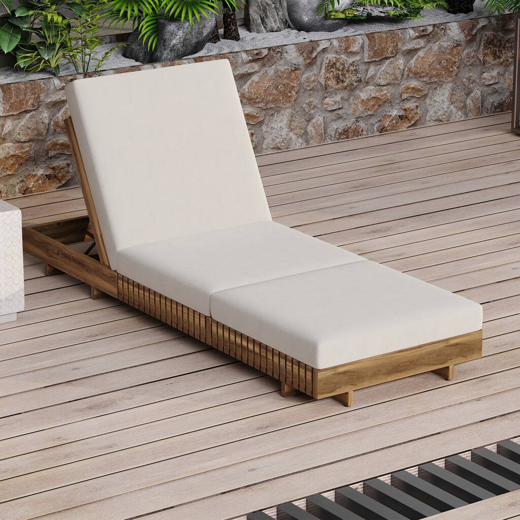 Outdoor Chaise Lounge Chair,Acacia solid wood