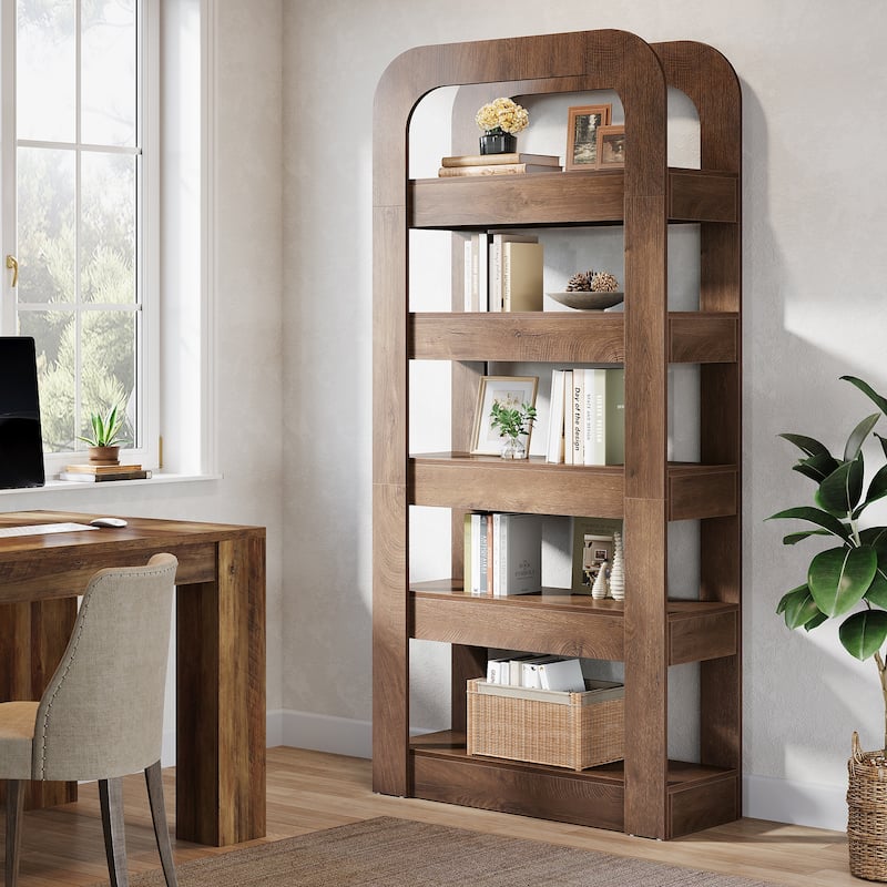 5-Tier Tall Bookshelf Bookcase with Open Shelves - 11.8" D x 31.5" W x 70.9" H