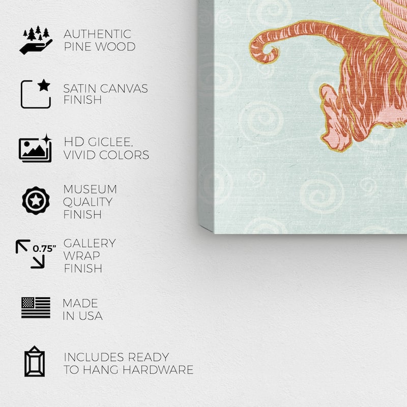 Wynwood Studio Canvas Animals Flight on Winged Tiger Orange and Dark Orange Modern & Contemporary Wall Art Canvas Print