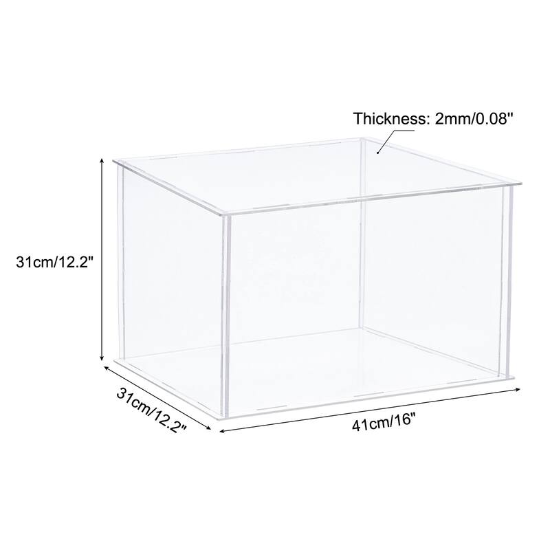 Display Case, Acrylic Box Assemble Dustproof Showcase for Collectibles - Clear - 15.7x11.8x11.8inch