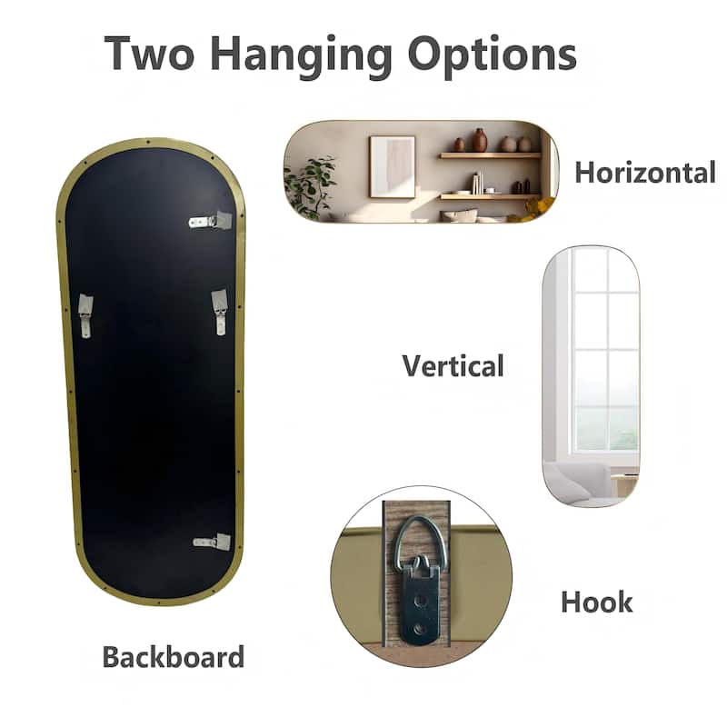 Modern Oval Metal Frame Accent Wall Mirror - 47.24"×17.71"