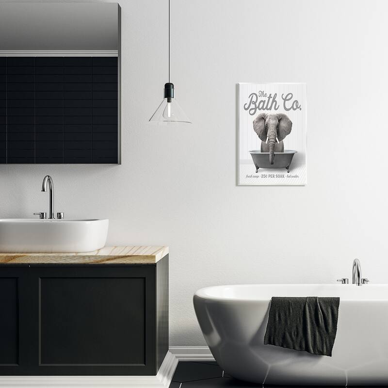 Stupell Elephant in Bathtub Wall Plaque Art Design by Lettered and Lined