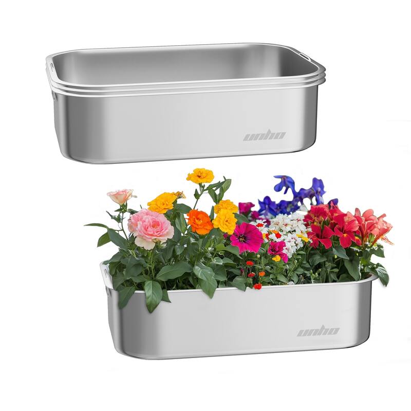 Stainless Steel Planter Box with Wire Handle Greenhouse Planting Box (set of 3)