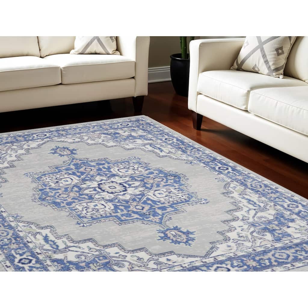 Hire Power Loomed Distressed Floral Traditional Non Skid Stain Resistant Area Rug By HomeRoots - 138' X '100' X '0.39