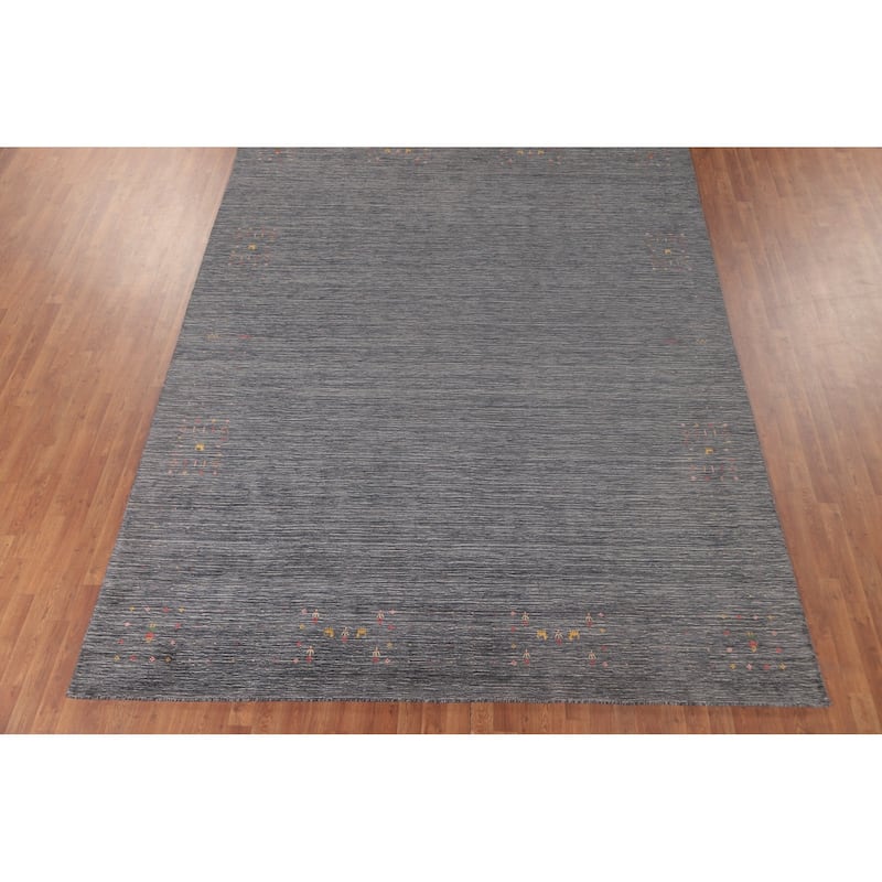 Striped Gabbeh Oriental Area Rug Wool Carpet - 8'9"x 11'6"