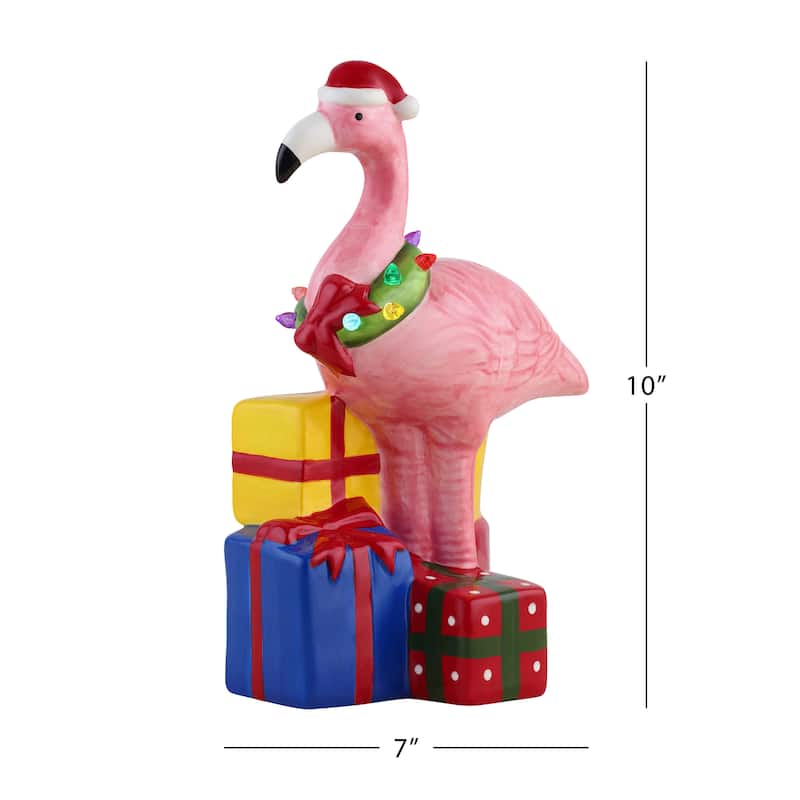 10" Ceramic Beach Flamingo